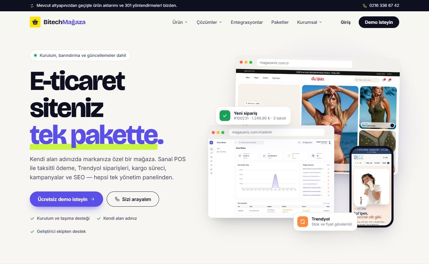 Bitech Mağaza masaüstü ve mobil görünüm