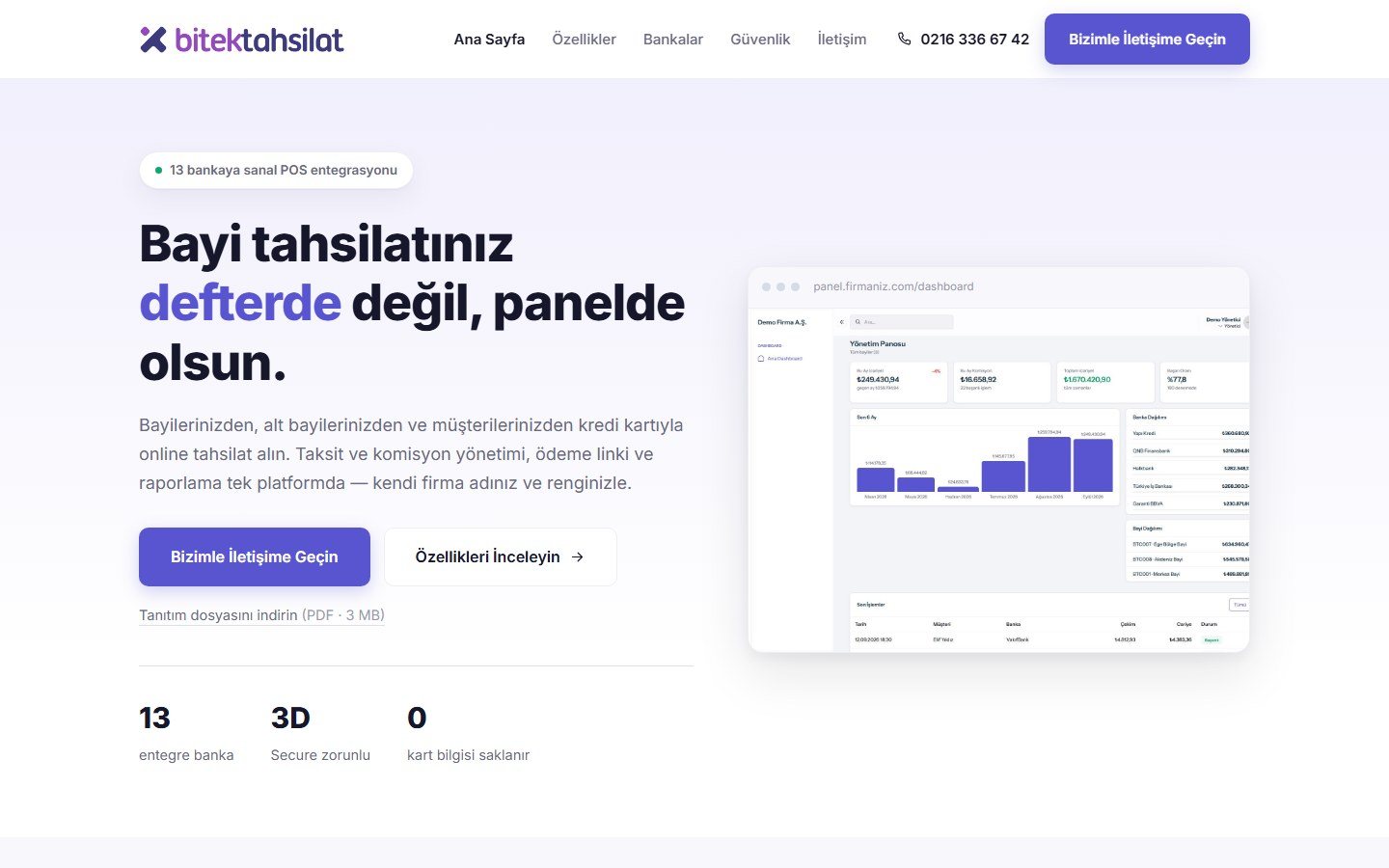 Bitech Tahsilat bayi tahsilat ve sanal POS platformu ana sayfası